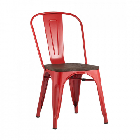 Стул Tolix WOOD красный глянцевый