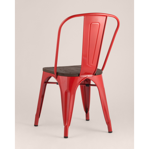 Стул Tolix WOOD красный глянцевый