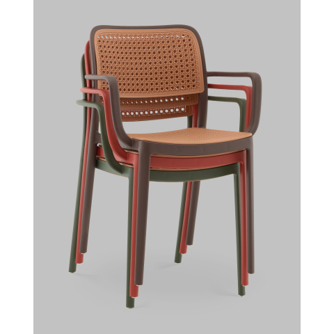 Стул Yona пластиковый с подлокотниками коричневый