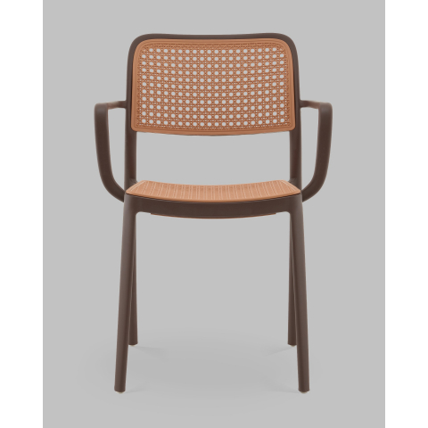 Стул Yona пластиковый с подлокотниками коричневый