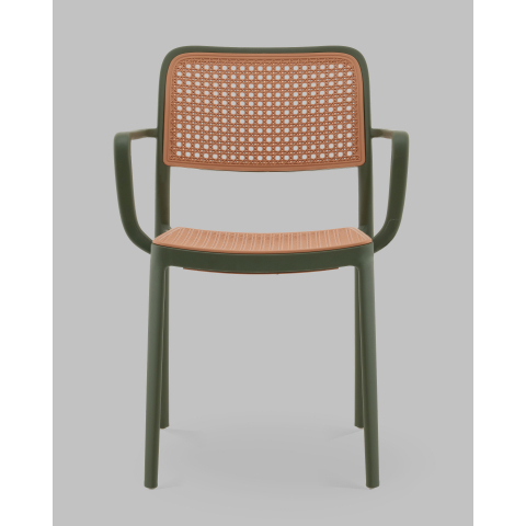 Стул Yona пластиковый с подлокотниками зелёный