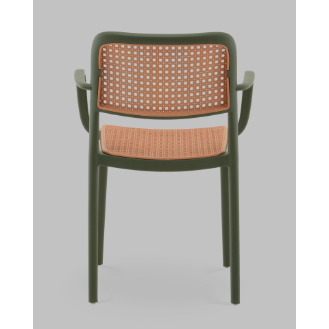 Стул Yona пластиковый с подлокотниками зелёный