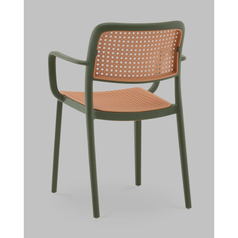 Стул Yona пластиковый с подлокотниками зелёный