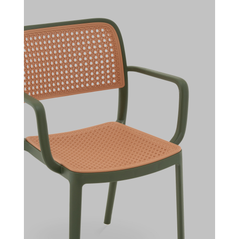 Стул Yona пластиковый с подлокотниками зелёный