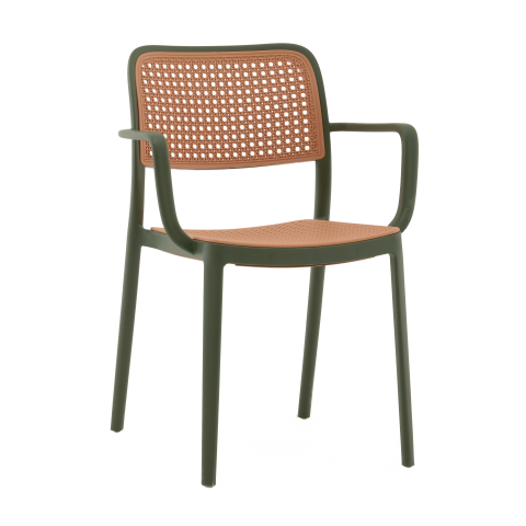 Стул Yona пластиковый с подлокотниками зелёный