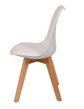 Пластиковый стул Роберт белый с мягким сиденьем и деревянными ножками