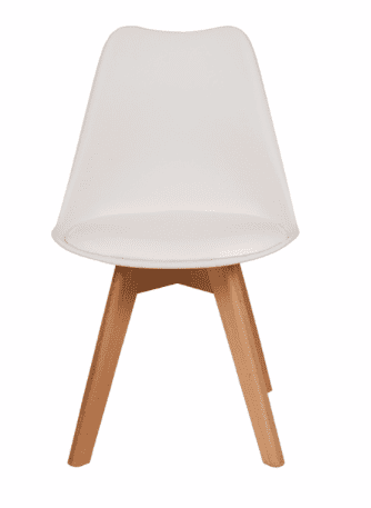 Пластиковый стул Роберт белый с мягким сиденьем и деревянными ножками