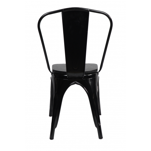 Стул Tolix Style Wood черный сиденье темное дерево