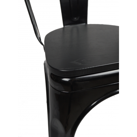 Стул Tolix Style Wood черный сиденье темное дерево