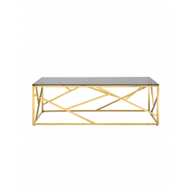 Журнальный стол 120*60 АРТ ДЕКО стекло smoke сталь золото