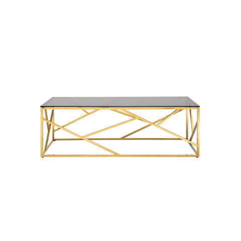Журнальный стол 120*60 АРТ ДЕКО стекло smoke сталь золото