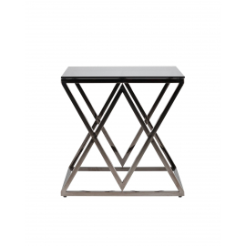 Журнальный стол 55*55 ИНСИГНИЯ сталь темный хром стекло smoke