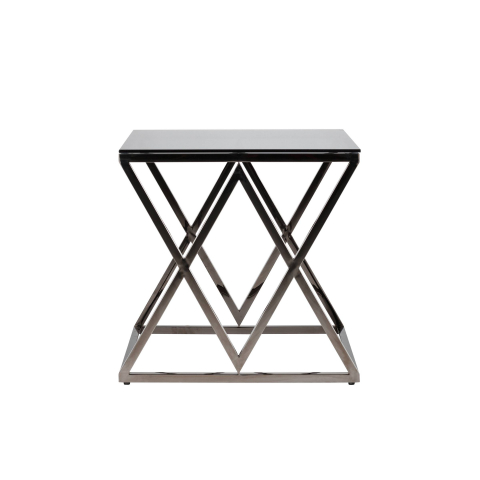 Журнальный стол 55*55 ИНСИГНИЯ сталь темный хром стекло smoke