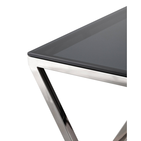 Журнальный стол 55*55 ИНСИГНИЯ сталь темный хром стекло smoke