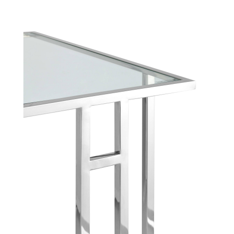 Журнальный столик 50*32 БОСТОН прозрачное стекло сталь серебро