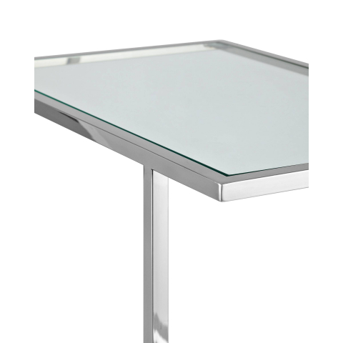 Журнальный столик 50*32 БОСТОН прозрачное стекло сталь серебро