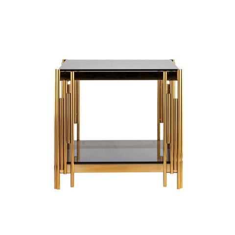 Журнальный столик 55*55 ГЭТСБИ золото стекло smoke
