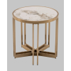 Журнальный столик Алиада 55х55 см светлая керамика сталь шампань