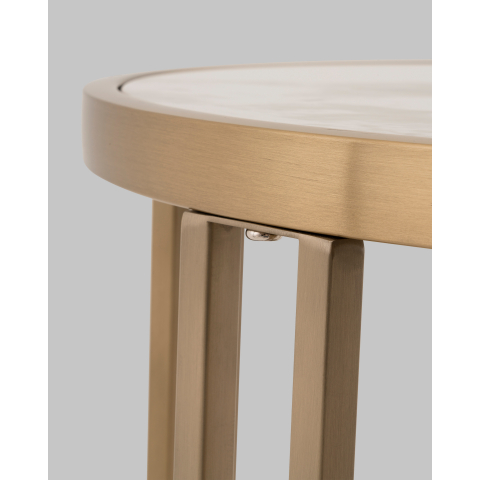 Журнальный столик Алиада 55х55 см светлая керамика сталь шампань