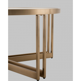 Журнальный столик Алиада 90х90 см светлая керамика сталь шампань