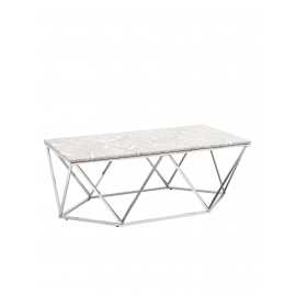 Журнальный столик Авалон 122*66 серый мрамор сталь серебро