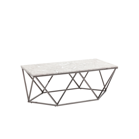 Журнальный столик Авалон 122*66 серый мрамор сталь темный хром