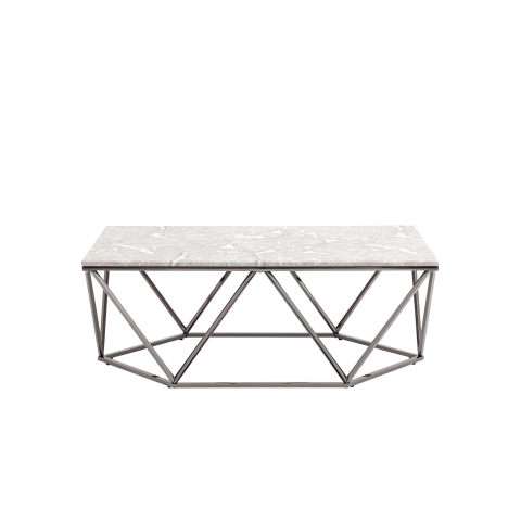 Журнальный столик Авалон 122*66 серый мрамор сталь темный хром