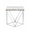 Журнальный столик Авалон 61*61 серый мрамор сталь серебро