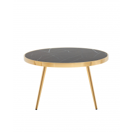 Журнальный столик Гелиос 80*80 стекло черный мрамор сталь золото