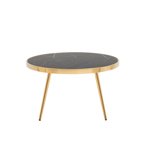 Журнальный столик Гелиос 80*80 стекло черный мрамор сталь золото