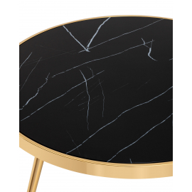 Журнальный столик Гелиос 80*80 стекло черный мрамор сталь золото
