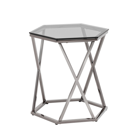 Журнальный столик Круз 48*42 стекло smoke сталь темный хром