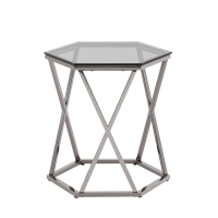 Журнальный столик Круз 48*42 стекло smoke сталь темный хром