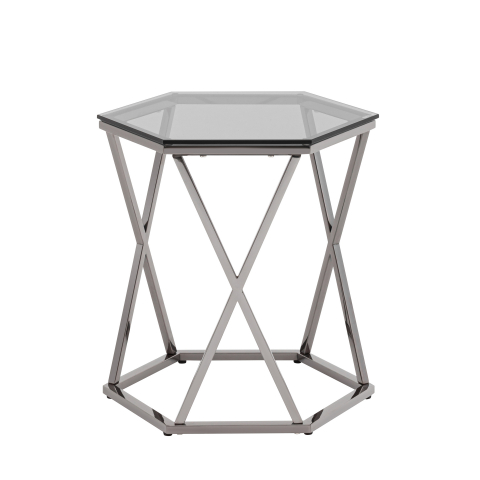 Журнальный столик Круз 48*42 стекло smoke сталь темный хром