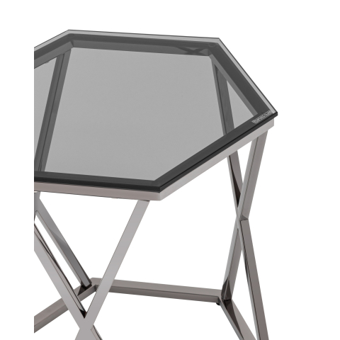 Журнальный столик Круз 48*42 стекло smoke сталь темный хром