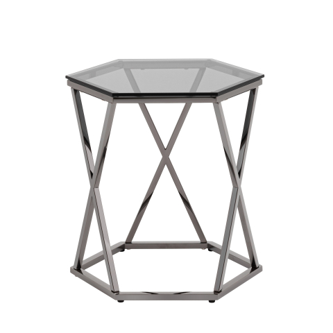 Журнальный столик Круз 48*42 стекло smoke сталь темный хром