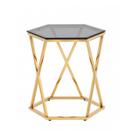 Журнальный столик Круз 48*42 стекло smoke сталь золото