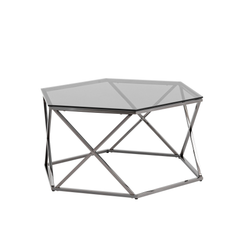 Журнальный столик Круз 93*80 стекло smoke сталь темный хром