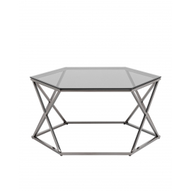 Журнальный столик Круз 93*80 стекло smoke сталь темный хром