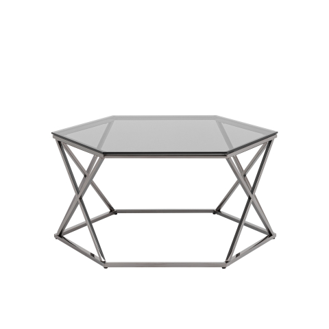 Журнальный столик Круз 93*80 стекло smoke сталь темный хром