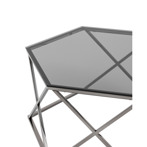 Журнальный столик Круз 93*80 стекло smoke сталь темный хром