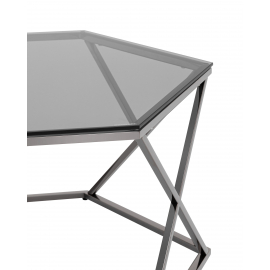 Журнальный столик Круз 93*80 стекло smoke сталь темный хром