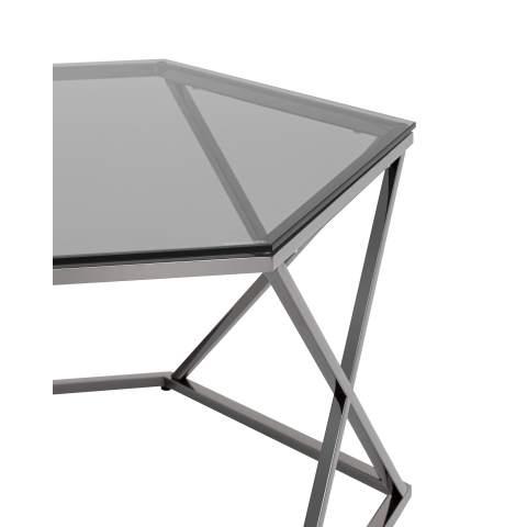 Журнальный столик Круз 93*80 стекло smoke сталь темный хром