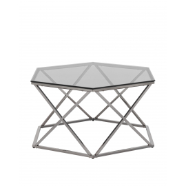 Журнальный столик Круз 93*80 стекло smoke сталь темный хром