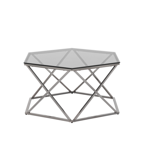 Журнальный столик Круз 93*80 стекло smoke сталь темный хром