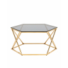 Журнальный столик Круз 93*80 стекло smoke сталь золото