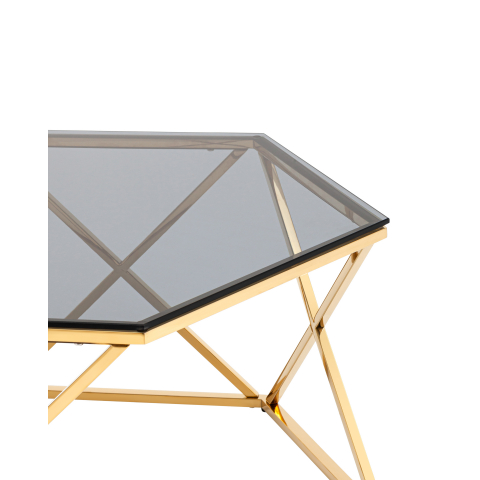 Журнальный столик Круз 93*80 стекло smoke сталь золото