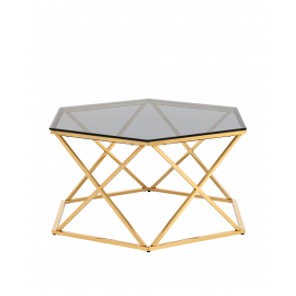 Журнальный столик Круз 93*80 стекло smoke сталь золото