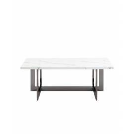 Журнальный столик Нэйтан 122*61 белый мрамор сталь темный хром