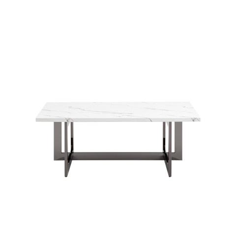 Журнальный столик Нэйтан 122*61 белый мрамор сталь темный хром